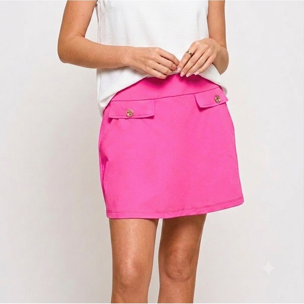 DEAR SCARLETT Tee Time Skort Womens L Bright Pink Activewear Golf Tennis